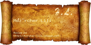 Hörcher Lili névjegykártya